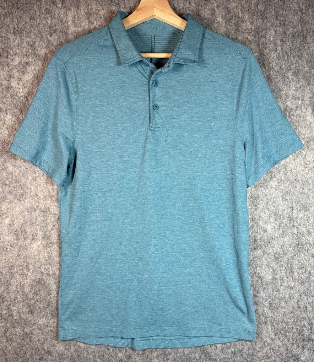 Lululemon Mens Performance Polo Shirt Blue Size Small Golf Stretch Preppy